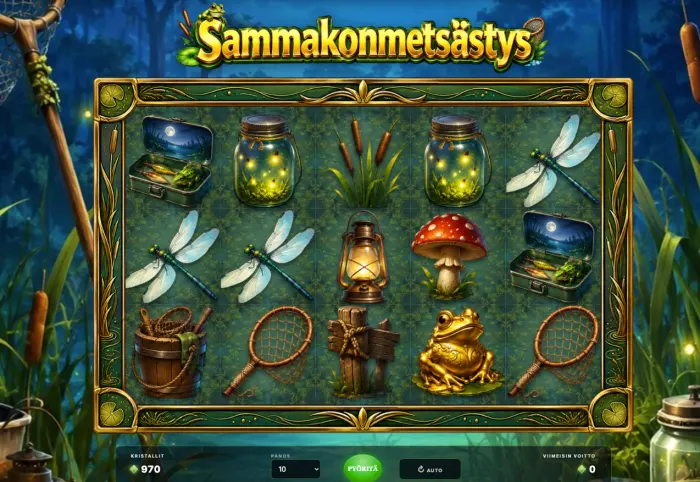 Sammakonmetsästys-pelin koristeellinen rullakehys